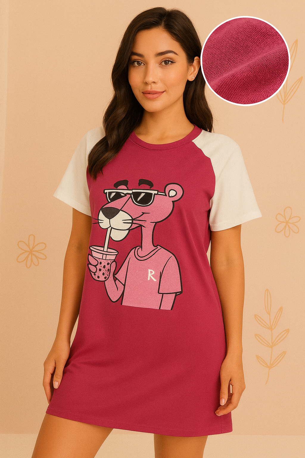 قميص نوم قطني 100% بتصميم كاجوال عصري