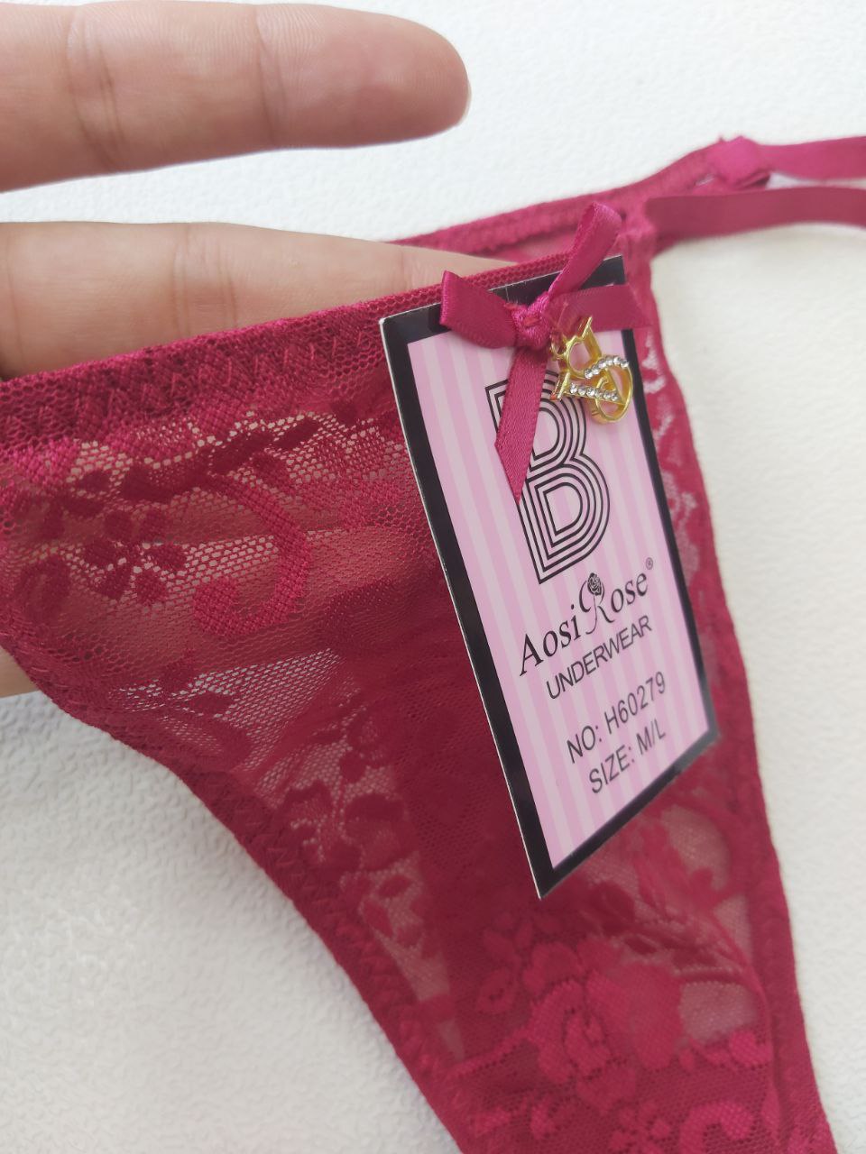 اندر فتلة دانتيل شفاف من ماركة Aosi Rose Underwear