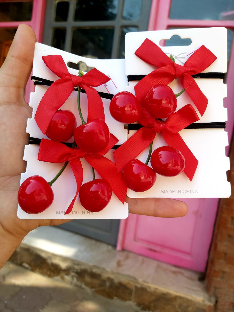 توك شعر فيونكة كريز - Cherry Hair Ties