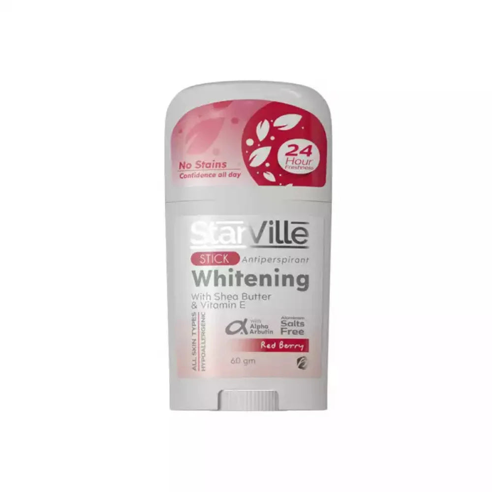 ستارفيل مزيل عرق ستك لتفتيح الإبطين برائحة التوت الأحمر | StarVille Whitening Stick Red Berry | حماية وانتعاش 24 ساعة