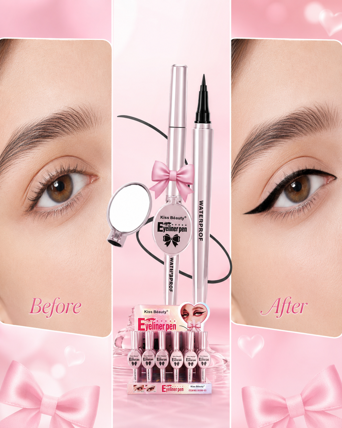 آيلاينر كيس بيوتي بالقلم مع مراية Kiss Beauty Eyeliner Pen