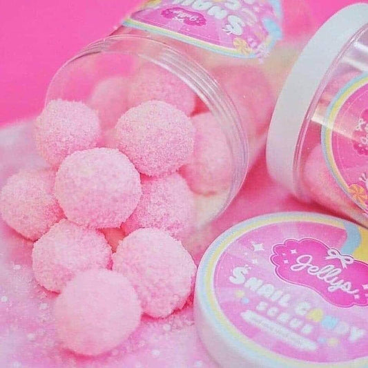 مقشر جيليز سنايل كاندي | Jellys Snail Candy Scrub | لتقشير وترطيب الجسم برائحة الحلوى الوردية