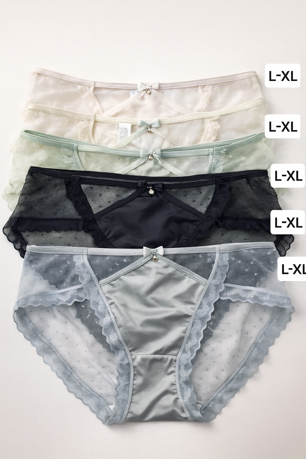 Satin & Mesh Lace Panties – L/XL (Elegant Soft Collection)