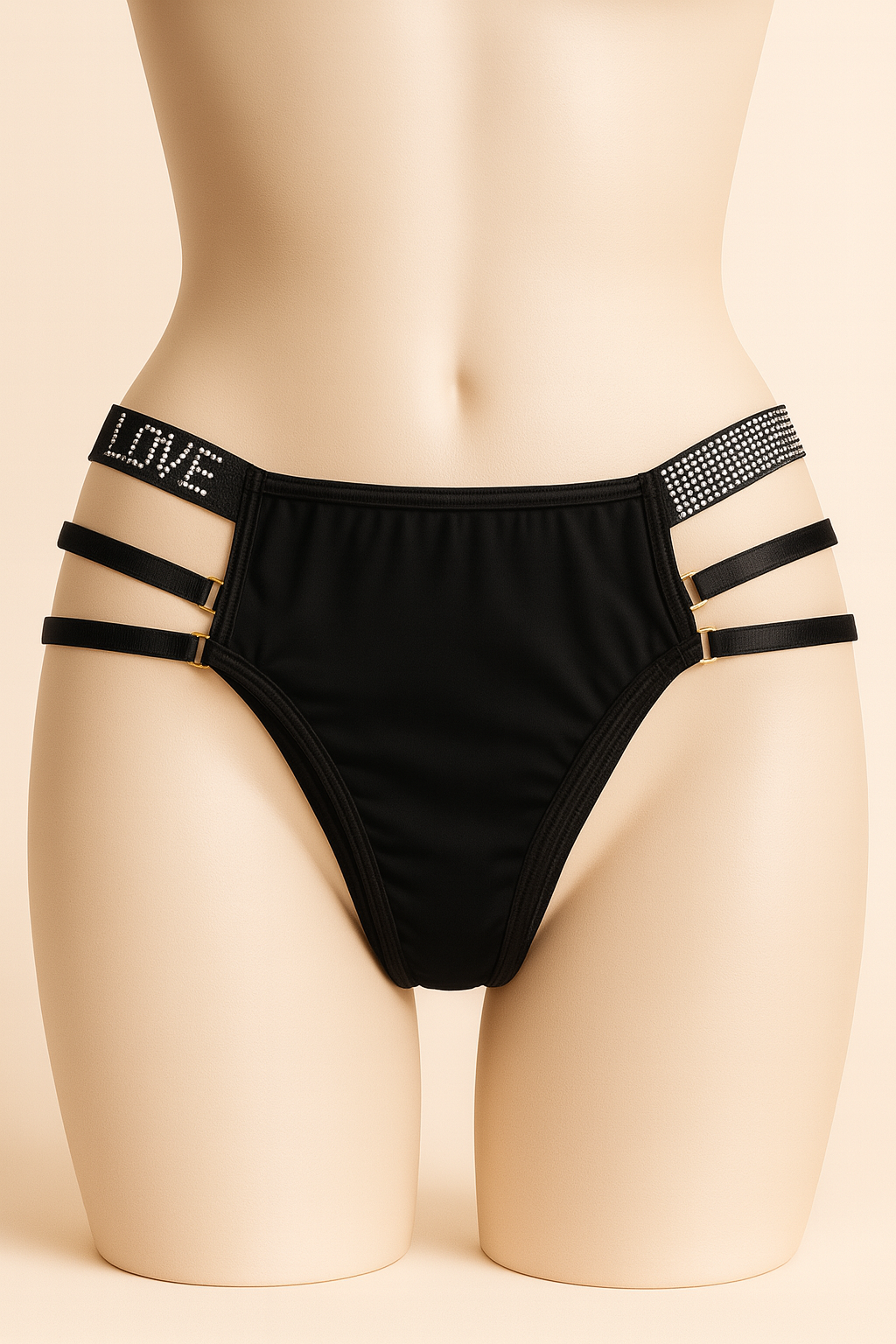 اندر حريمي LOVE مرصّع – موديل سترابي مثير | Women’s Crystal LOVE Strap Panty