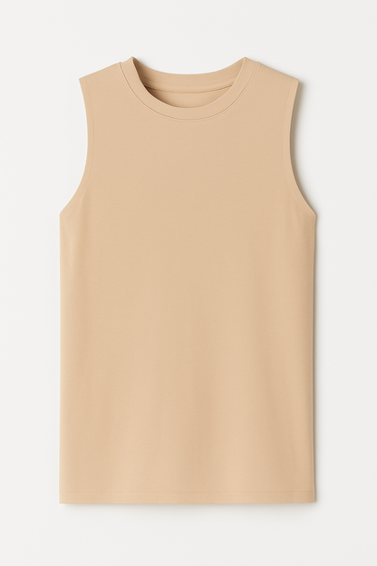 تيشيرت كت قطن  – Cotton Sleeveless Top for Women (XL–3XL)