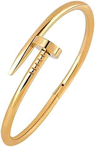 سوار ستيل ذهبي تصميم مسمار – Nail Bracelet ستايل مينيمال شيك