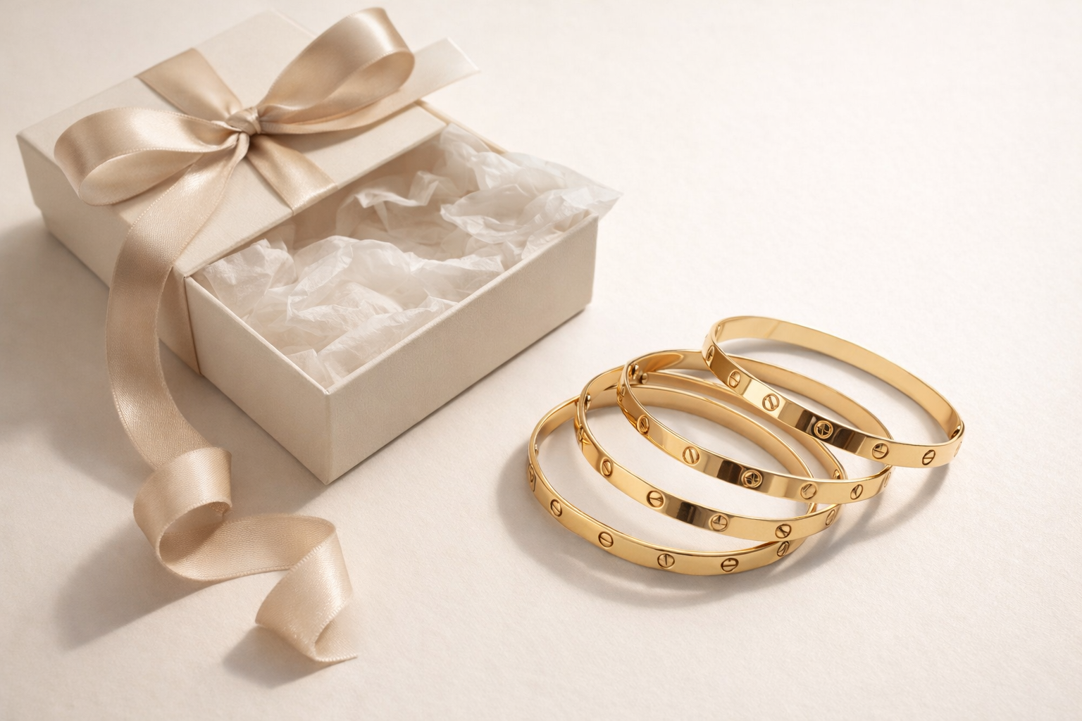 طقم أساور ستيل ذهبي 5 قطع – Bangles تصميم كلاسيك (ثبات لون)