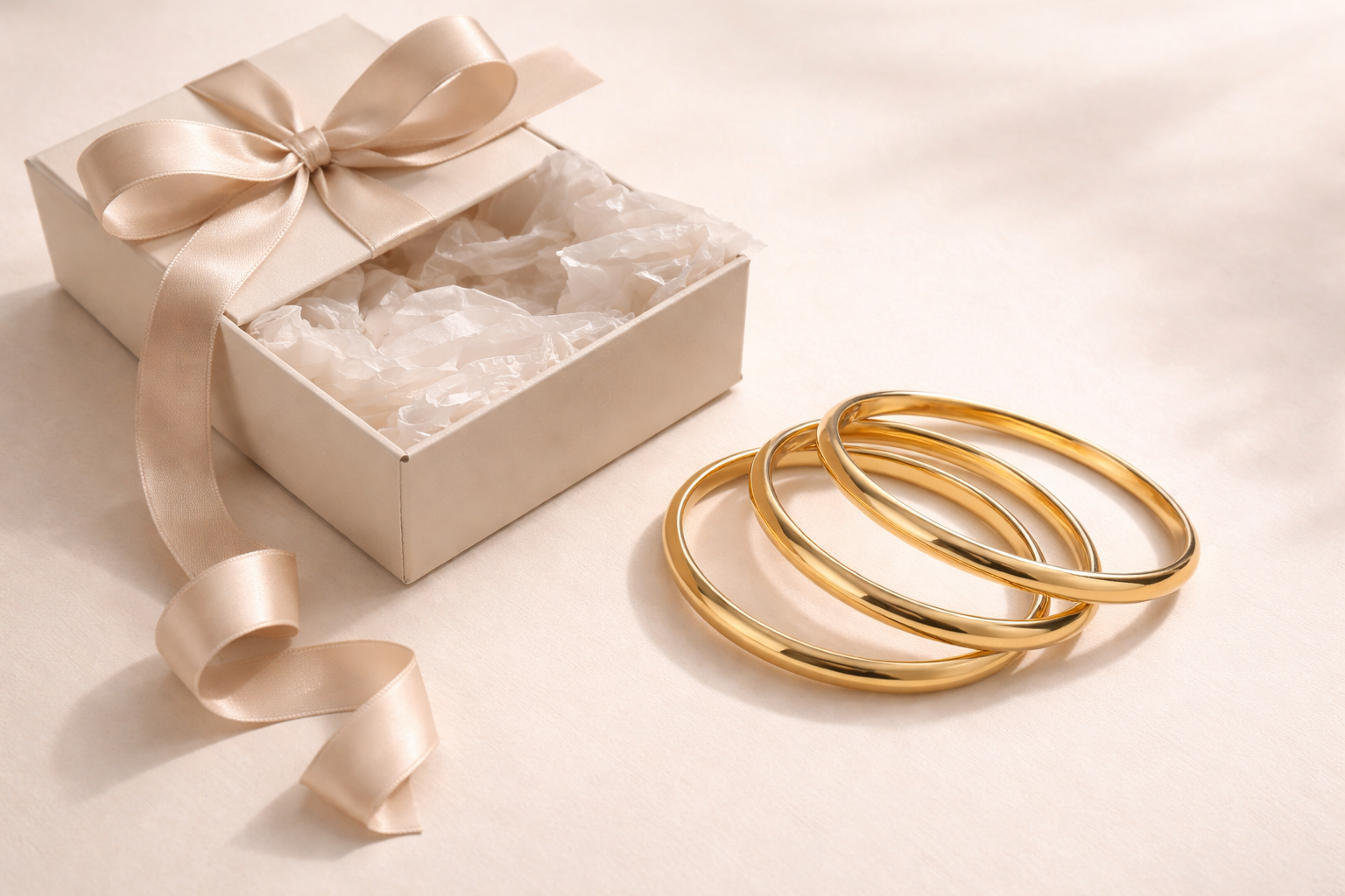 طقم أساور ستيل ذهبي سادة 5 قطع – Bangles Plain (لمعة فخمة)