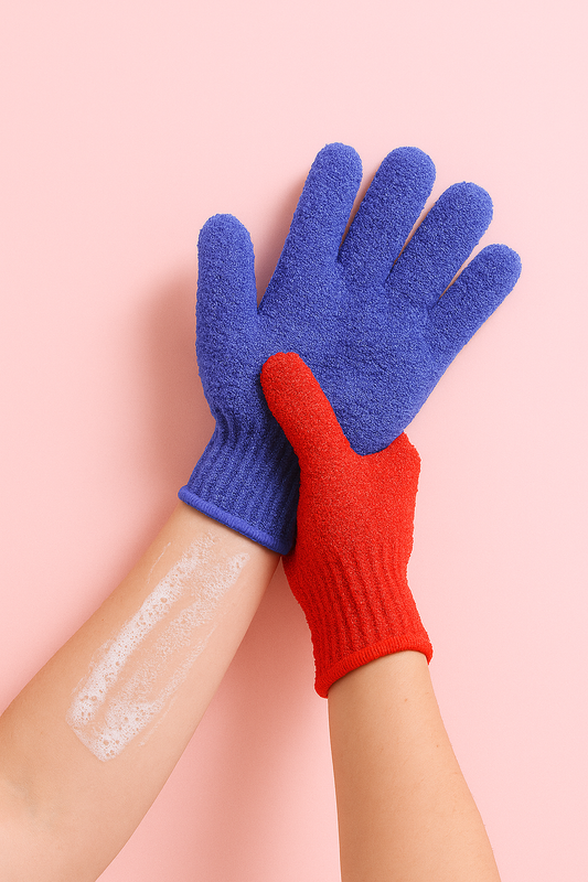 قفازات تقشير للجسم – Exfoliating Gloves لإزالة الجلد الميت وتنشيط البشرة – متوفرة بألوان متعددة