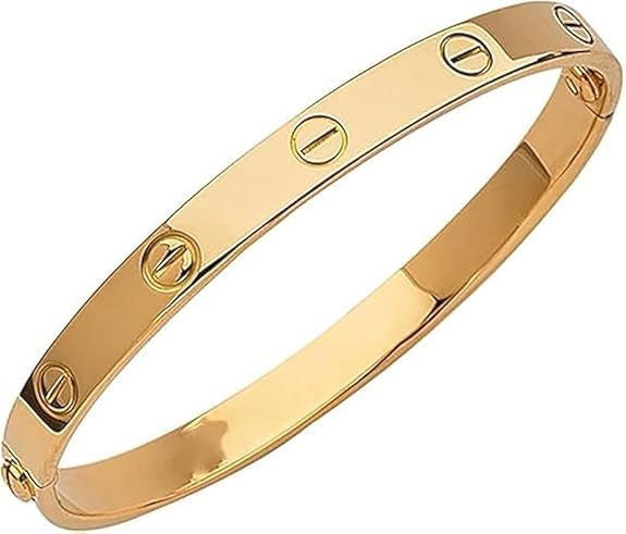 سوار ستيل ذهبي بنقشة براغي – بنجل كلاسيك شيك