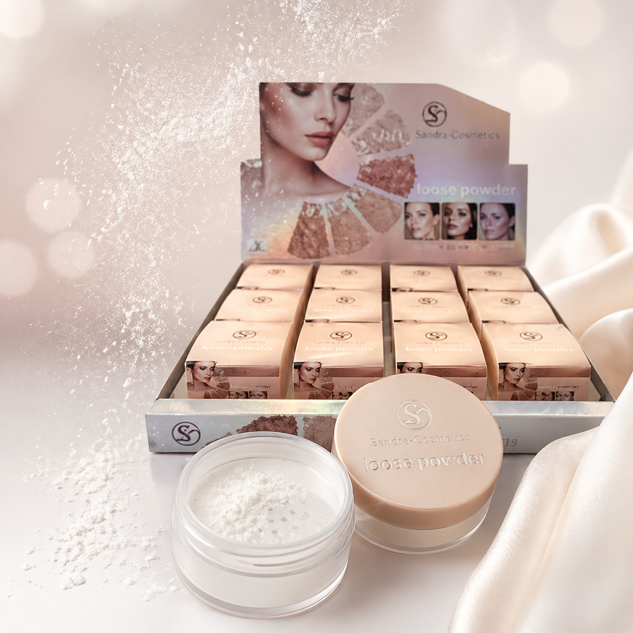بودرة سائبة Sandra Cosmetics – لوس باودر ناعمة لتثبيت المكياج ولمسة مخملية