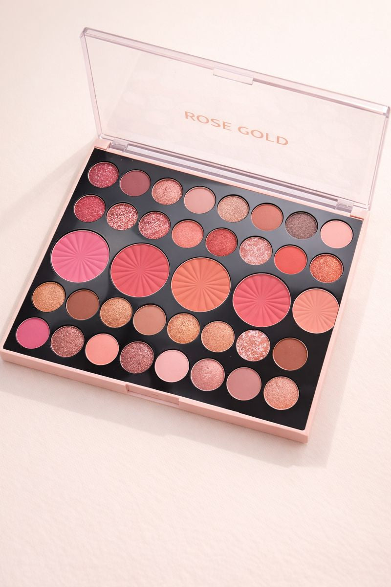 Rose Gold Bloom Face & Eyes Palette – باليت عيون وبلاشر متكاملة
