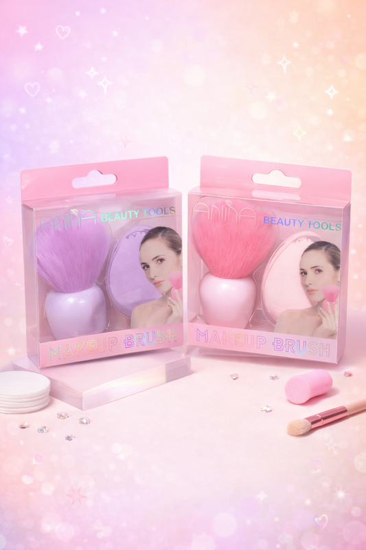 طقم مكياج 2 قطعة للوجه – فرشة + إسفنجة دمج  Blush Brush + Beauty Blender Set (2pcs)