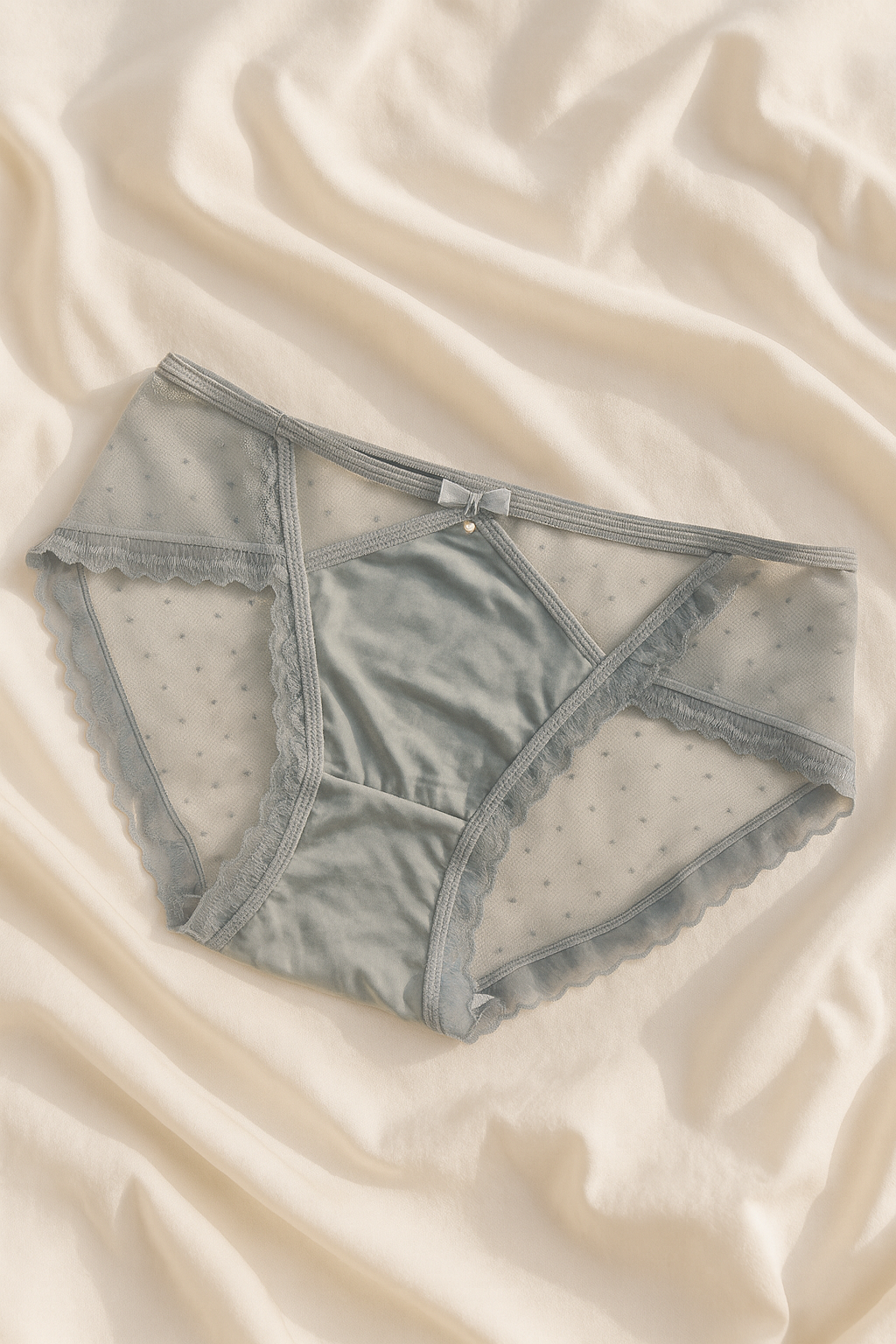 Satin & Mesh Lace Panties – L/XL (Elegant Soft Collection)