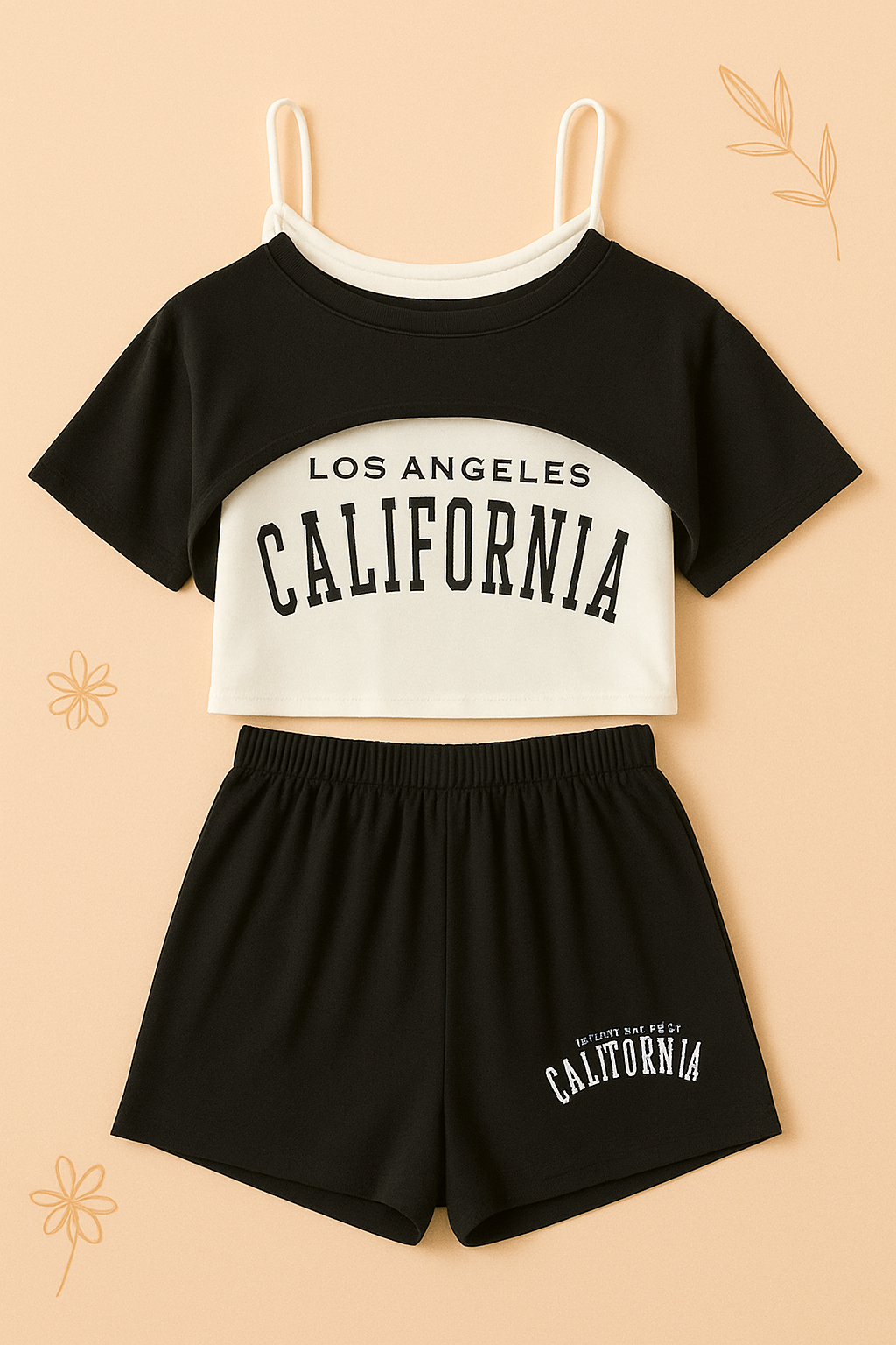 طقم بيجامة حريمي صيفي – California بطبعة لوس أنجلوس