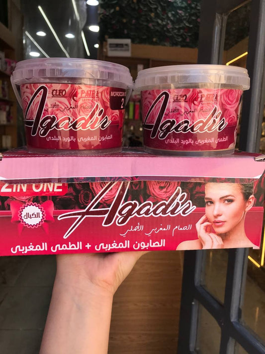 طمي وصابون مغربي Agadir بالورد البلدي – 2 في 1