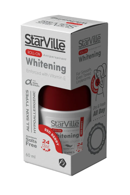 ستارفيل رول أون لتفتيح الإبط برائحة التوت الأحمر | StarVille Whitening Roll-On Red Berry Scent | حماية وانتعاش 24 ساعة