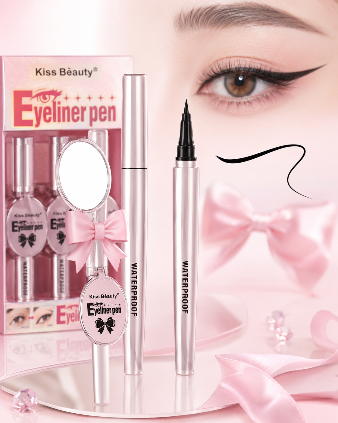 آيلاينر كيس بيوتي بالقلم مع مراية Kiss Beauty Eyeliner Pen