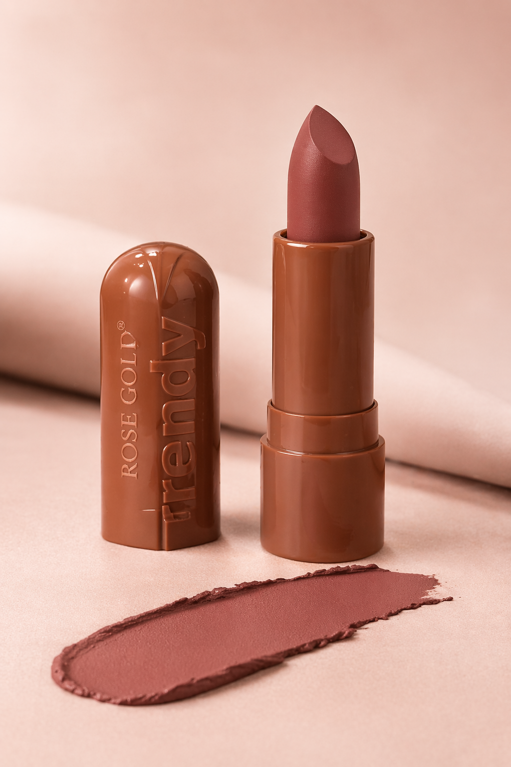 Rose Gold Trendy Matte Lipstick – روج مطفي سوفت آند فيلفت