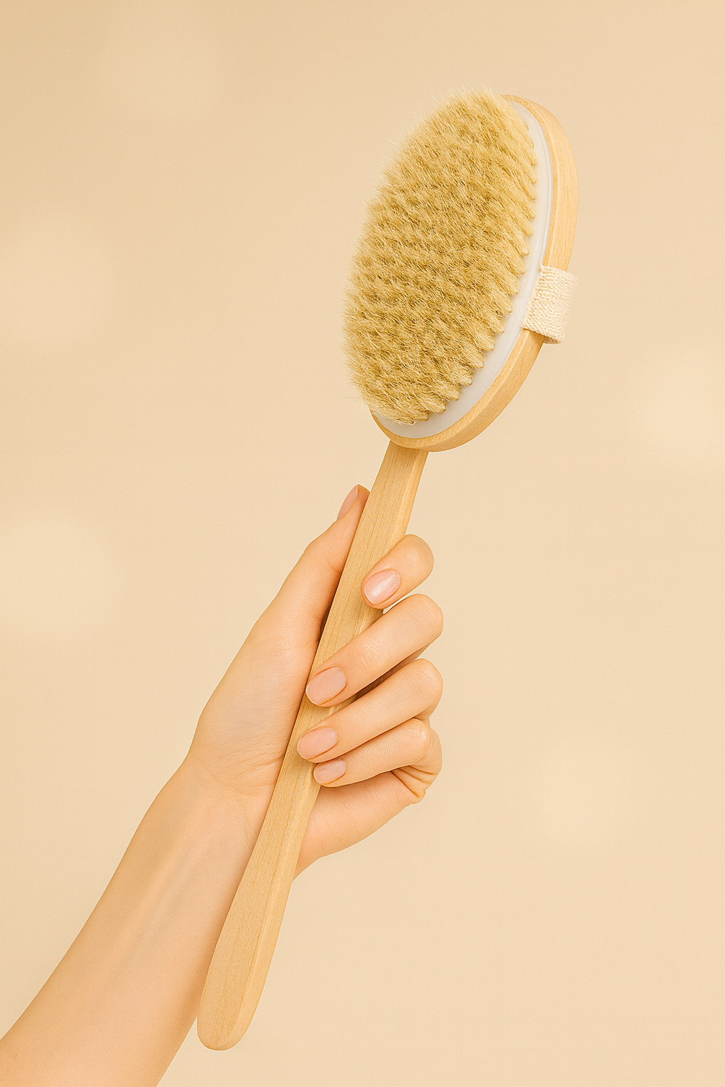 فرشاة الجسم الجافة الخشبية – تقشير عميق وتنشيط الدورة اللمفاوية