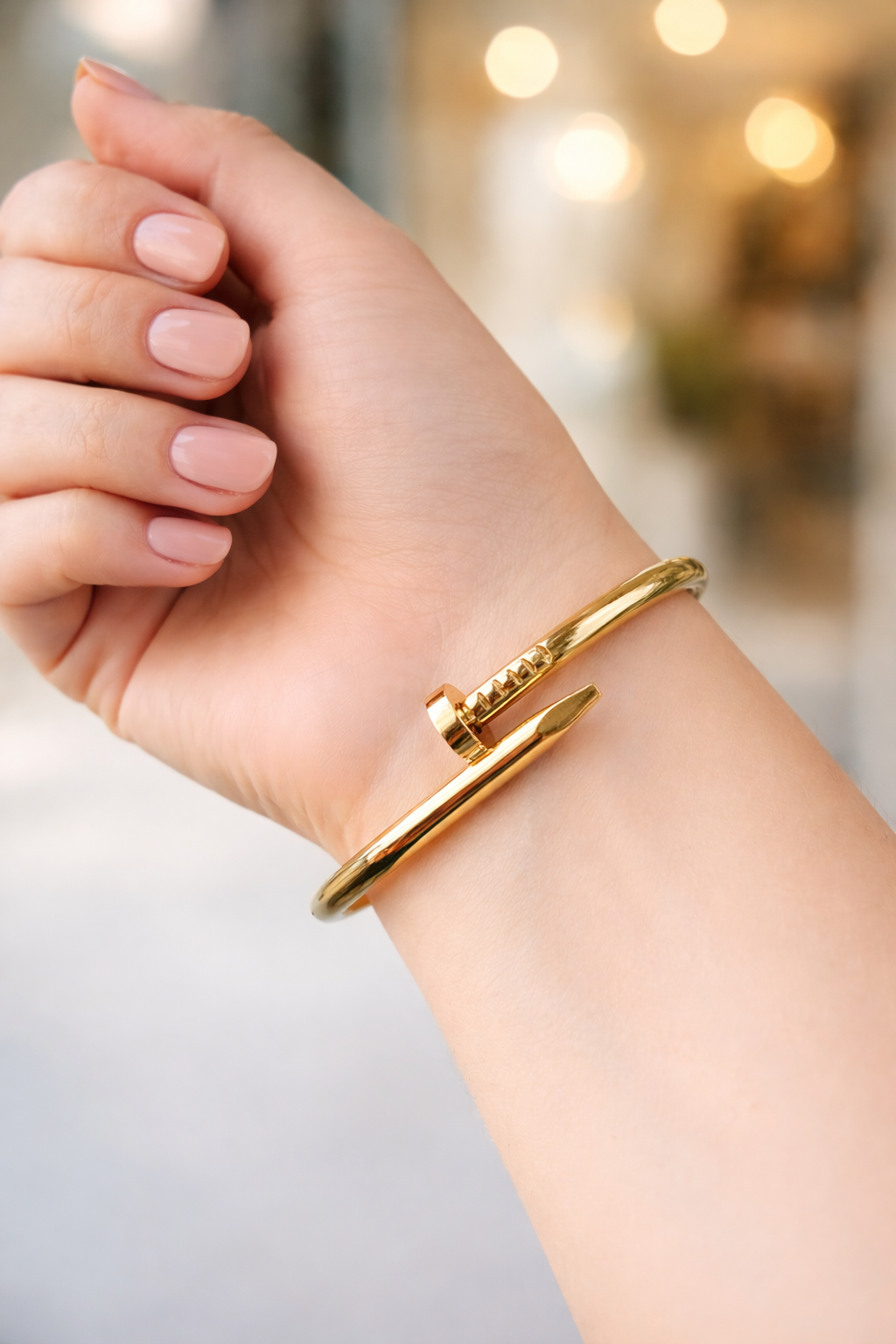 سوار ستيل ذهبي تصميم مسمار – Nail Bracelet ستايل مينيمال شيك