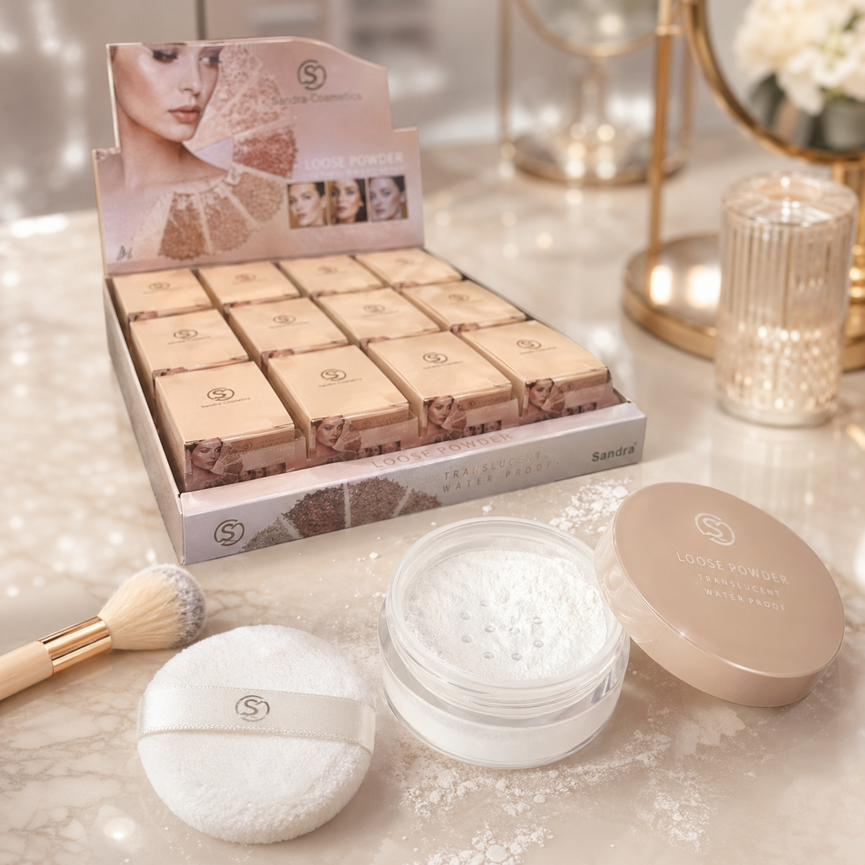 بودرة سائبة Sandra Cosmetics – لوس باودر ناعمة لتثبيت المكياج ولمسة مخملية