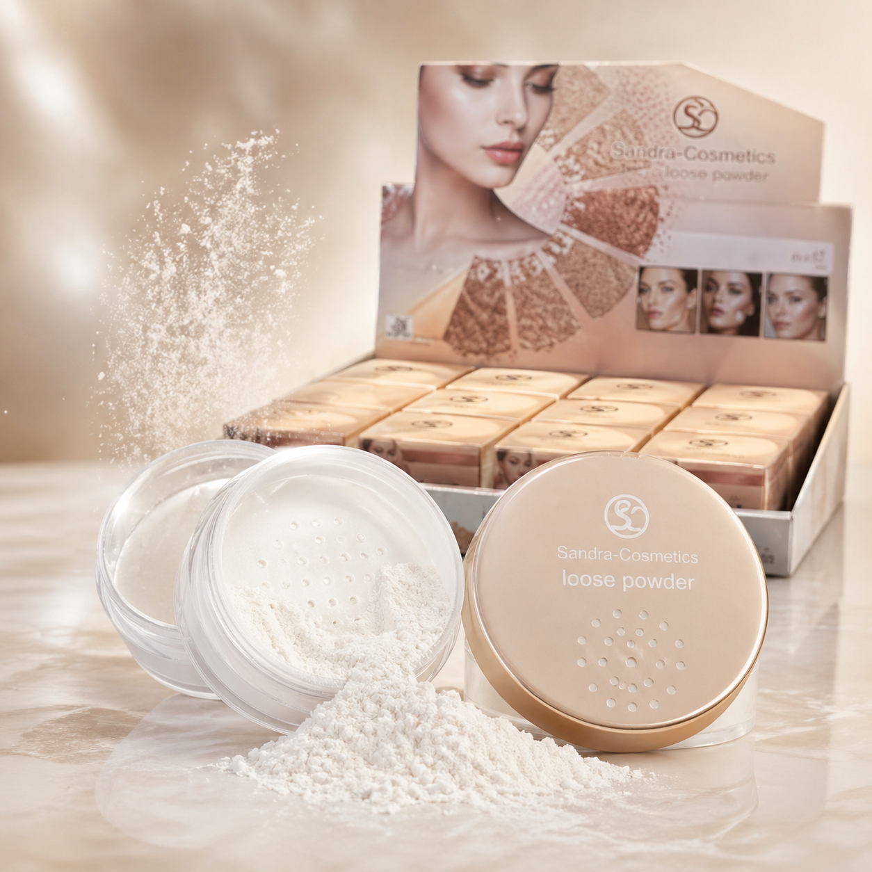 بودرة سائبة Sandra Cosmetics – لوس باودر ناعمة لتثبيت المكياج ولمسة مخملية