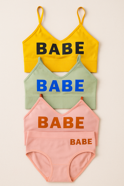 طقم BABE قطن – أندروير + برا سبورت (3 ألوان)