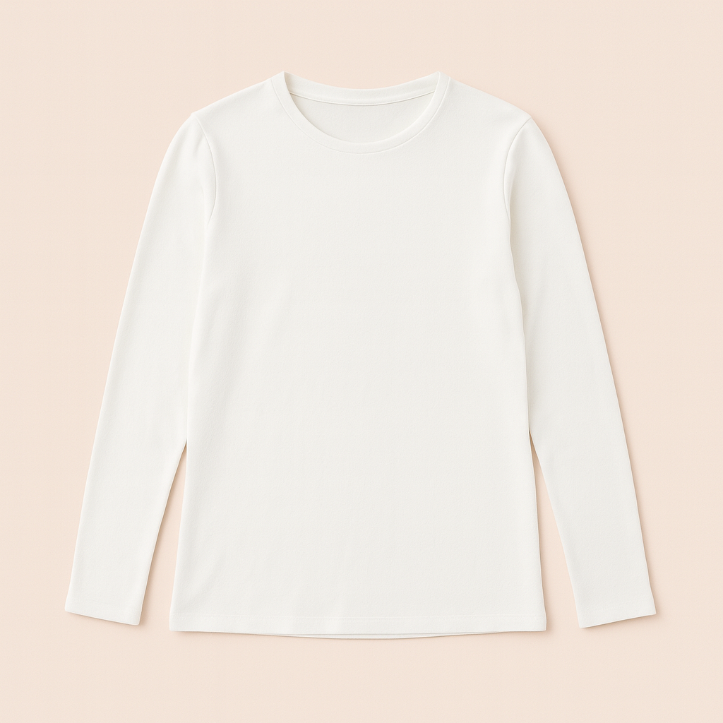 توب كم طويل قطن بيزك – مقاسات كبيرة | Basic Long Sleeve Cotton Top – Plus Size (XL–3XL)