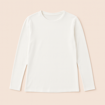 توب كم طويل قطن بيزك – مقاسات كبيرة | Basic Long Sleeve Cotton Top – Plus Size (XL–3XL)