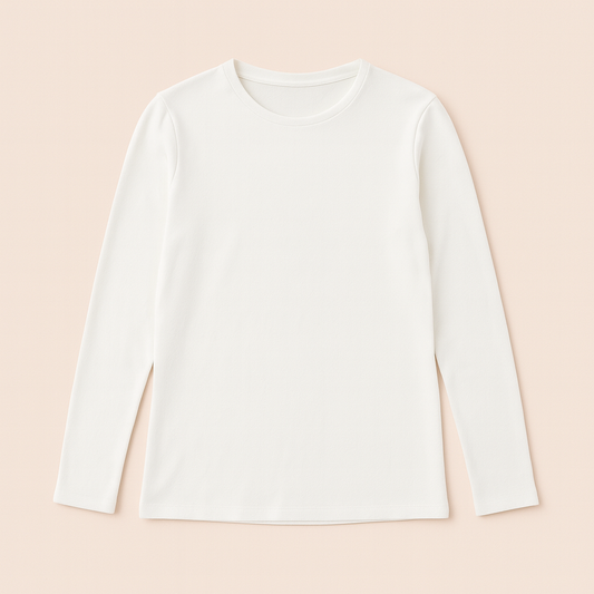 توب كم طويل قطن بيزك – مقاسات كبيرة | Basic Long Sleeve Cotton Top – Plus Size (XL–3XL)