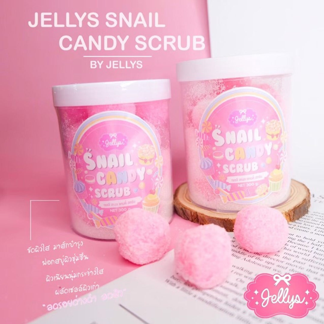 مقشر جيليز سنايل كاندي | Jellys Snail Candy Scrub | لتقشير وترطيب الجسم برائحة الحلوى الوردية
