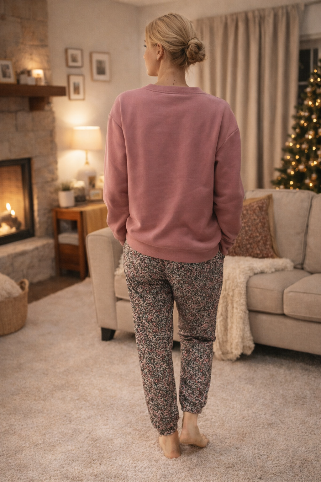 بيجامة حريمي ميلتون شتوي “BEAUTIFUL” – بلوزة وبنطلون مطبوع (تلبيس لحد 80 ك)