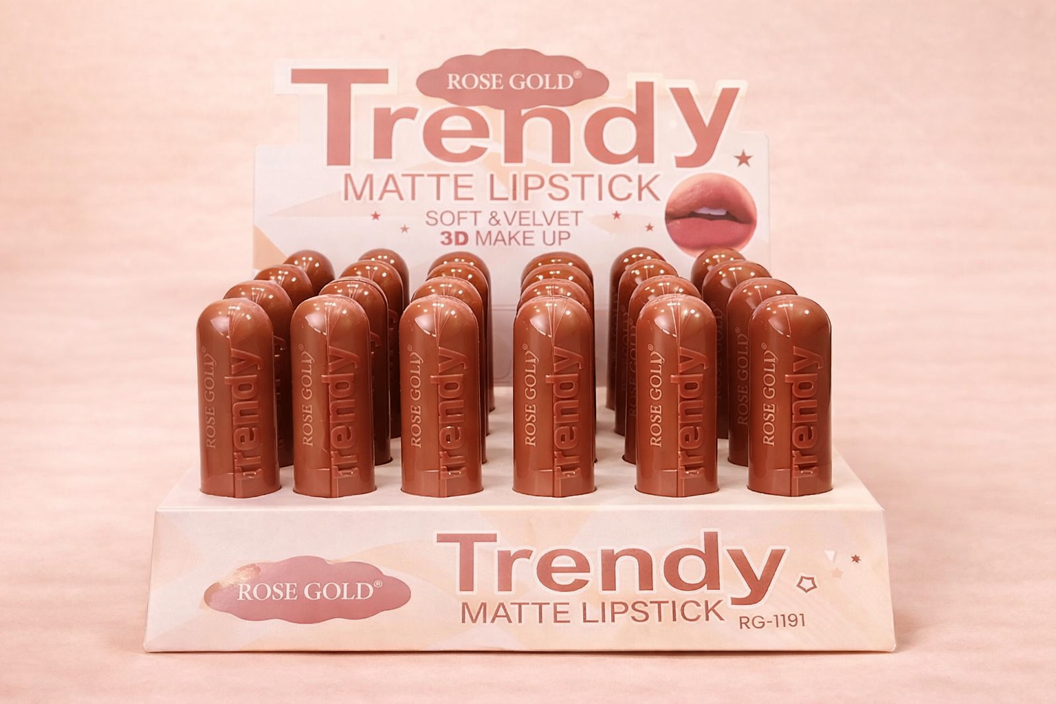 Rose Gold Trendy Matte Lipstick – روج مطفي سوفت آند فيلفت