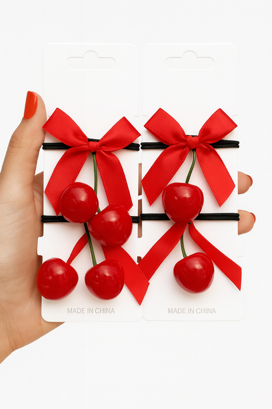 توك شعر فيونكة كريز - Cherry Hair Ties