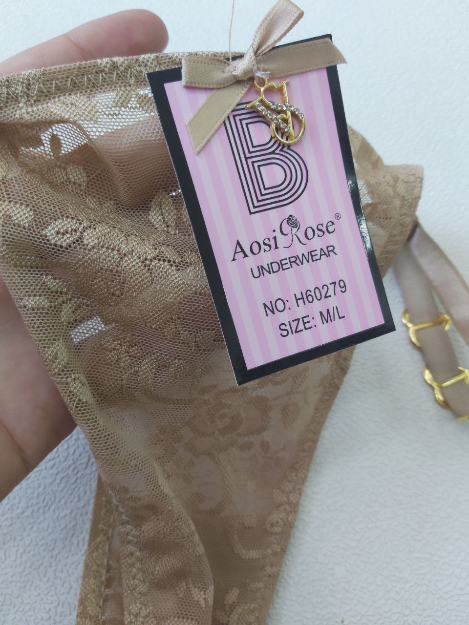 اندر فتلة دانتيل شفاف من ماركة Aosi Rose Underwear
