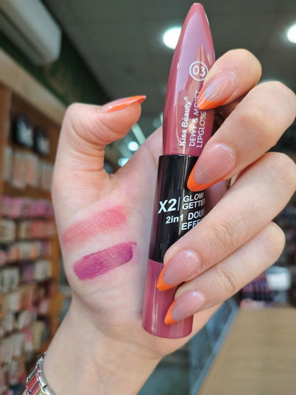 ليب جلوس & روج 2×1 – Kiss Beauty Glow Getter