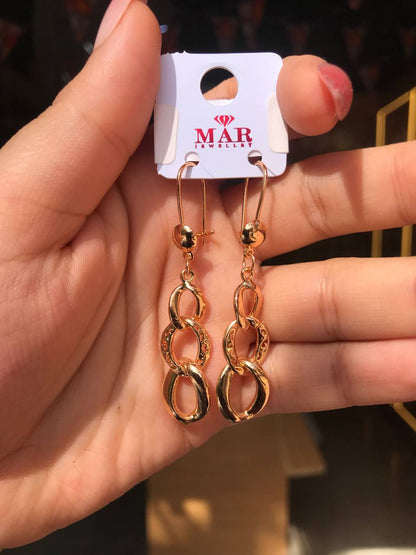 حلق روز جولد متدلي بتصميم لينكات متشابكة – Chain Link Earrings ستايل عصري