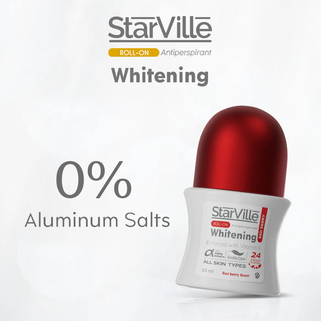 ستارفيل رول أون لتفتيح الإبط برائحة التوت الأحمر | StarVille Whitening Roll-On Red Berry Scent | حماية وانتعاش 24 ساعة