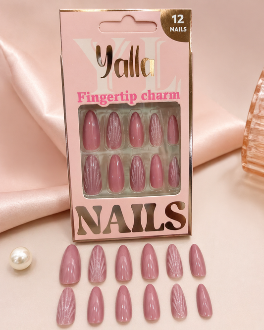 أظافر تركيب Yalla Fingertip Charm – وردي موف ناعم 12 قطعة