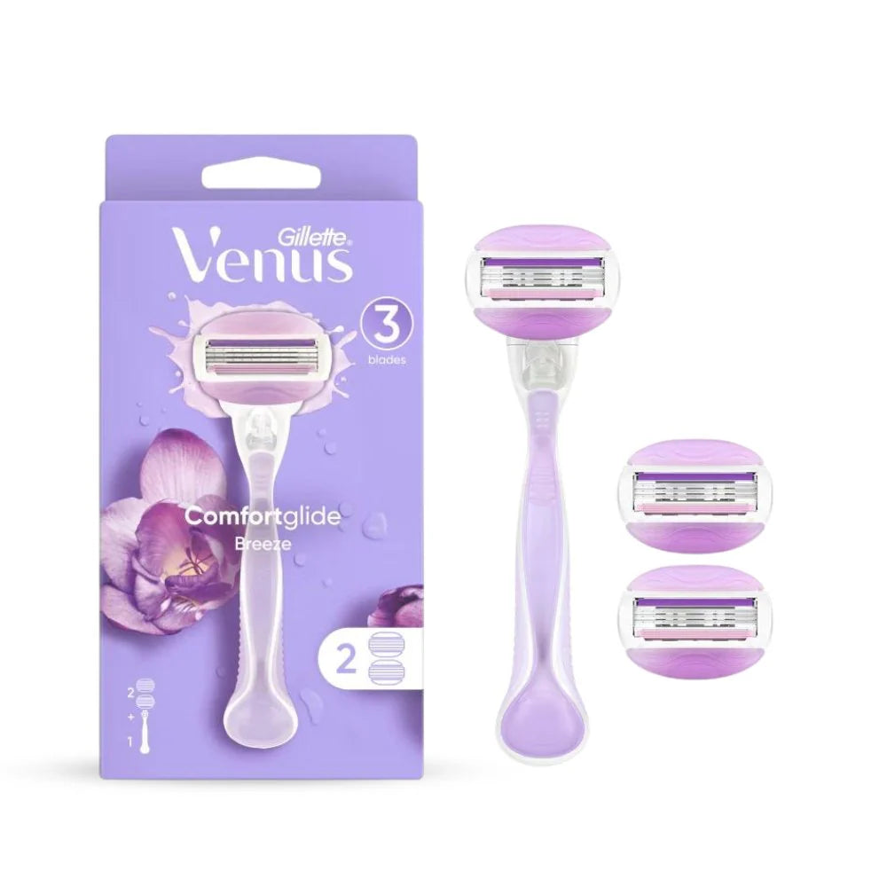 Gillette Venus Comfortglide Breeze – ماكينة حلاقة نسائية 3 شفرات + 2 شفرات بديلة